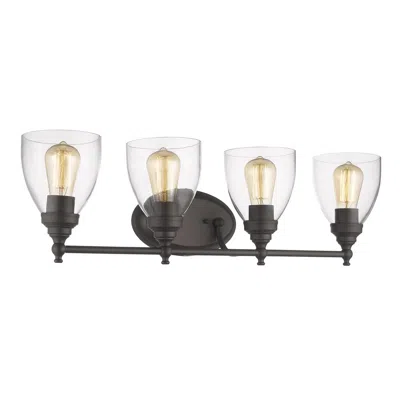 Chloelighting Elissa Transitional 4 Light Rubbed Bronze Bath Vanity Light Clear Glass 30" Wide