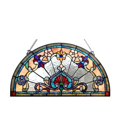 Chloelighting Emersyn Victorian Tiffany-glass Window Panel 24" Wide