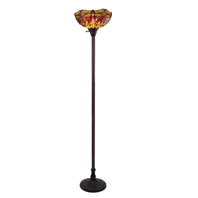 Chloelighting Empress Dragonfly Tiffany-style Dark Bronze 1 Light Torchiere Lamp 14" Wide