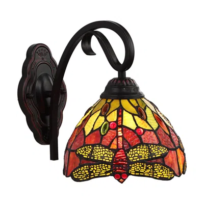 Chloelighting Empress Dragonfly Tiffany-style Dark Bronze 1 Light Wall Sconce 8" Wide