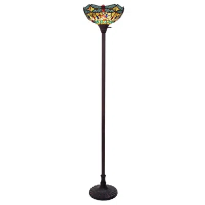 Chloelighting Empress Tiffany-style Dark Bronze 1 Light Torchiere Lamp 14" Shade
