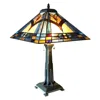 Chloelighting Ethan Mission 2 Light Antique Dark Bronze Table Lamp 16" Shade
