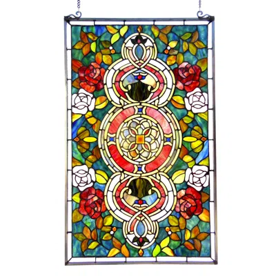 Chloelighting Eureka Sonaratiffany-glass Victorian Window Panel 20x32