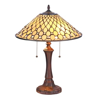 Chloelighting Fanny Tiffany-style Victorian 2 Light Table Lamp 16" Wide