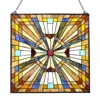Chloelighting Flare Tiffany-glass Mission Square Window Panel 24"