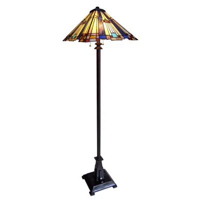 Chloelighting Flare Tiffany-style 2 Light Mission Floor Lamp 16" Shade