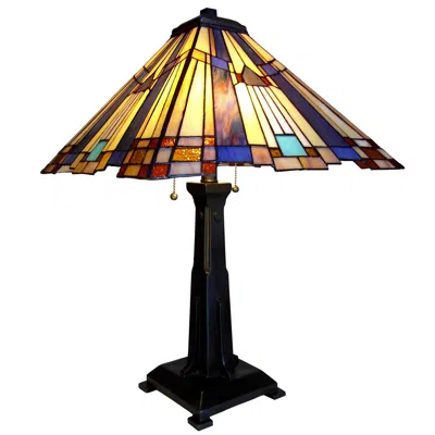 Chloelighting Flare Tiffany-style 2 Light Mission Table Lamp 15" Shade