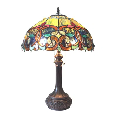 Chloelighting Genesis Victorian 2 Light Antique Dark Bronze Table Lamp 17" Shade