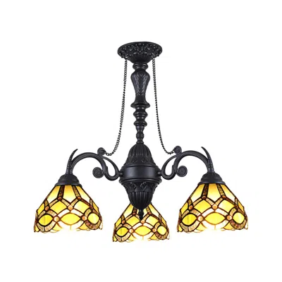 Chloelighting Georgia Tiffany-style Victorian Stained Glass Mini Chandelier 21" Width