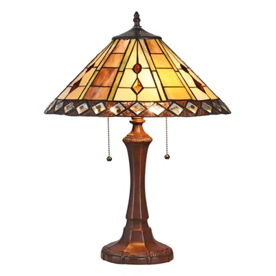 Chloelighting Godwine Tiffany-style 2 Light Geometrictable Lamp 16" Shade