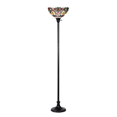 Chloelighting Grenville Tiffany-style 1 Light Victorian Torchiere Floor Lamp 14" Shade