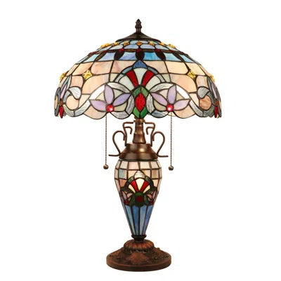Chloelighting Grenville Victorian-style Dark Bronze 3 Light Double Lit Table Lamp 16" Wide