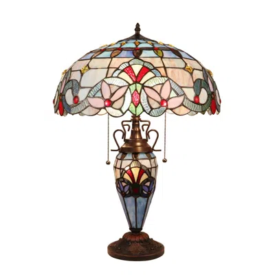 Chloelighting Grenville Victorian-style Dark Bronze 3 Light Double Lit Table Lamp 18" Wide