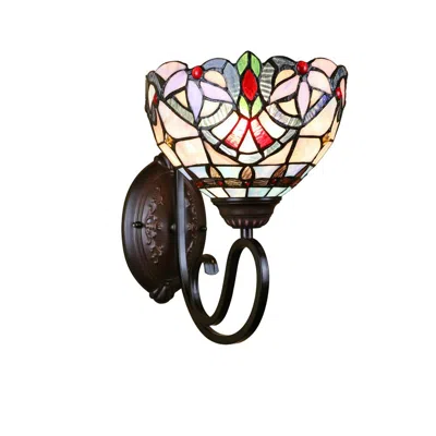 Chloelighting Grenville Victorian Tiffany-style Blackish Bronze 1 Light Wall Sconce 8" Wide