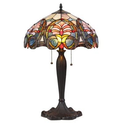 Chloelighting Hazel Tiffany-style 2 Light Victorian Table Lamp 16" Shade