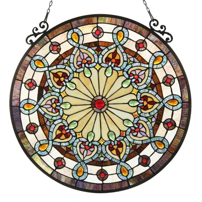 Chloelighting Helena Tiffany-glass Victorian Window Panel 23.5"