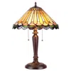 Chloelighting Inez Tiffany-style 2 Light Mission Table Lamp 16" Shade