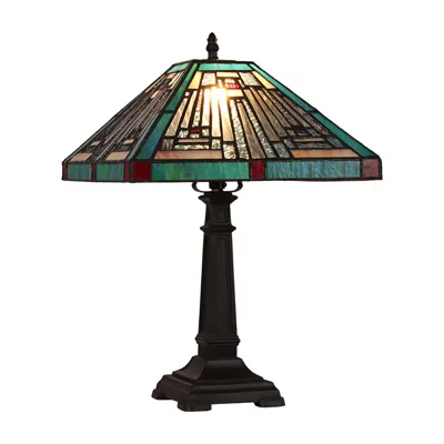 Chloelighting Innes Mission Tiffany-style Blackish Bronze 1 Light Table Lamp 12" Wide