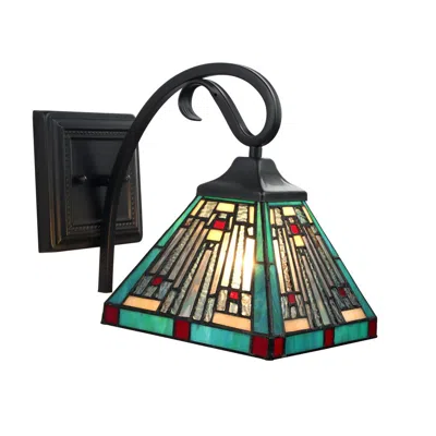 Chloelighting Innes Mission Tiffany-style Blackish Bronze 1 Light Wall Sconce 8" Wide