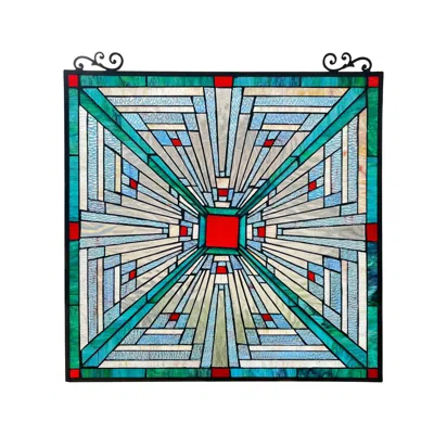 Chloelighting Innes Mission Tiffany-style Stained Glass Window Panel 26" Tall