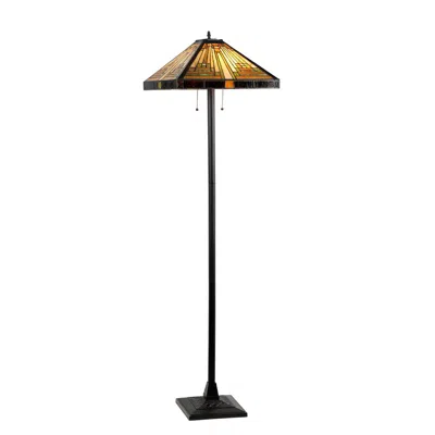 Chloelighting Innes Tiffany-style 2 Light Mission Floor Lamp 18" Shade