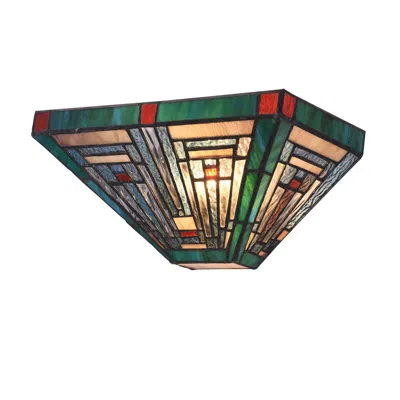 Chloelighting Innes Tiffany-style Blackish Bronze 1 Light Mission Indoor Wall Sconce 12" Wide