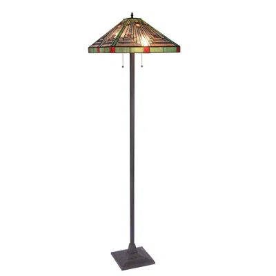 Chloelighting Innes Tiffany-style Blackish Bronze 2 Light Victorian Floor Lamp 18" Shade