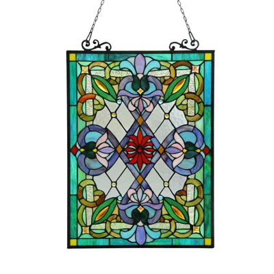 Chloelighting Izzy Tiffany-glass Victorian Window Panel 18x25.5