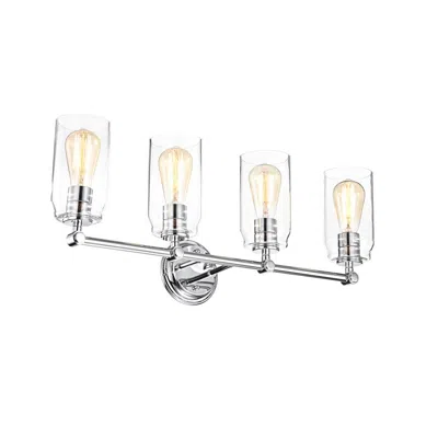 Chloelighting Joyce Contemporary 4 Light Chrome Bath Vanity Fixture 28" Width