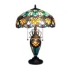 Chloelighting Kendall Tiffany-style 3-light Victorian Double Lit Table Lamp 16" Shade
