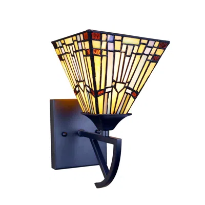 Chloelighting Kinsey Mission Tiffany-style Blackish Bronze 1 Light Wall Sconce 6" Wide