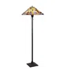 Chloelighting Kinsey Tiffany-style Blackish Bronze 2-light Mission Floor Lamp 18" Shade