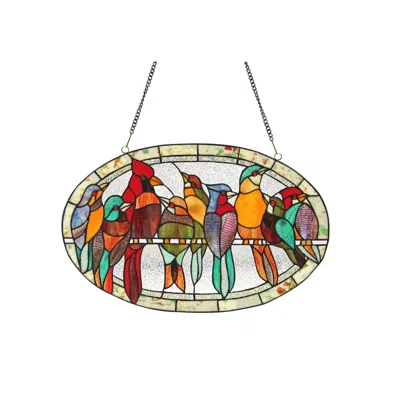 Chloelighting Kuno Tiffany-glass Window Panel 23.5x15 In Multi