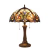 Chloelighting Lennon Tiffany-style Dark Bronze 2 Light Victorian Table Lamp 16" Shade
