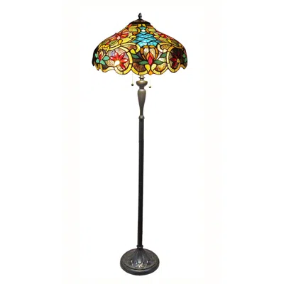 Chloelighting Leslie Tiffany-style Victorian 2 Light Floor Lamp 18" Shade