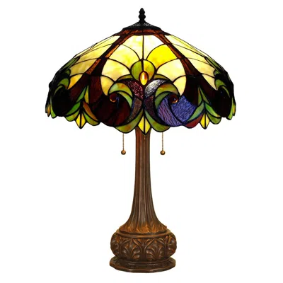 Chloelighting Liaison Tiffany-style 2 Light Victorian Table Lamp 18" Shade