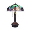 Chloelighting Liaison Tiffany-style Antique Dark Bronze 2-light Victorian Table Lamp 18" Shade