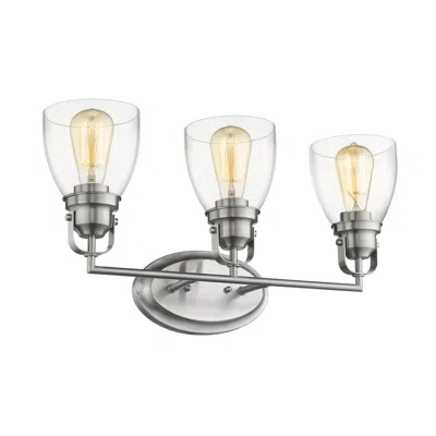 Chloelighting Lily Contemporary 3 Light Brushed Nickel Bath Vanity Light Clear Glass 23" Wide
