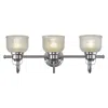 Chloelighting Lucie Industrial-style 3 Light Chrome Finish Bath Vanity Wall Fixture Clear Prismatic Glass 25" Wide
