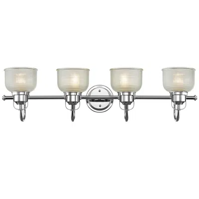 Chloelighting Lucie Industrial-style 4 Light Chrome Finish Bath Vanity Wall Fixture Clear Prismatic Glass 34" Wide