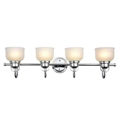 Chloelighting Lucie Industrial-style 4 Light Chrome Finish Bath Vanity Wall Fixture White Frosted Prismatic Glass  In Silver