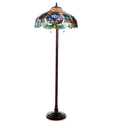 Chloelighting Lydia Tiffany-style 2 Light Victorian Floor Lamp 17" Shade