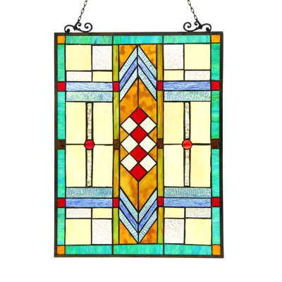 Chloelighting Mathias Tiffany-glass Window Panel 17.5x25