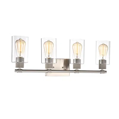 Chloelighting Mercy Contemporary 4 Light Brushed Nickel Bath Vanity Fixture 27" Width