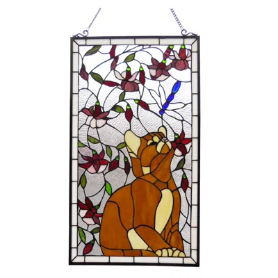 Chloelighting Miaou Tiffany-glass Window Panel 18x31