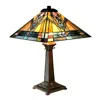 Chloelighting Michael Mission 2 Light Antique Dark Bronze Table Lamp 16" Shade In Multi