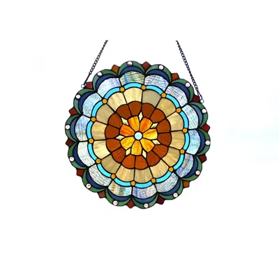 Chloelighting Minerva Tiffany-glass Circus Tent 18" Round Window Panel