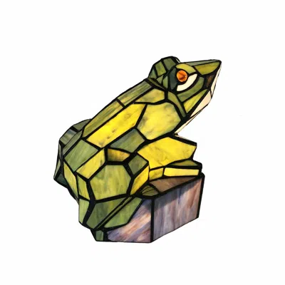 Chloelighting Naveen Tiffany-style Animal Stained Glass Accent Lamp 9.5" Height