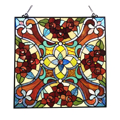 Chloelighting Noelle Victorian Tiffany-glass Window Panel 20" Wide
