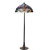 Chloelighting Nora Tiffany Style Victorian 2 Light Floor Lamp 18" Shade In Black